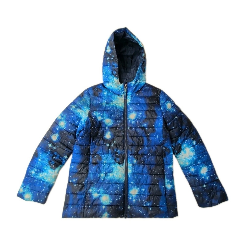 Lands End Hooded Insulated Packable Jacket Kids M 8 Cosmic Blue Outdoor